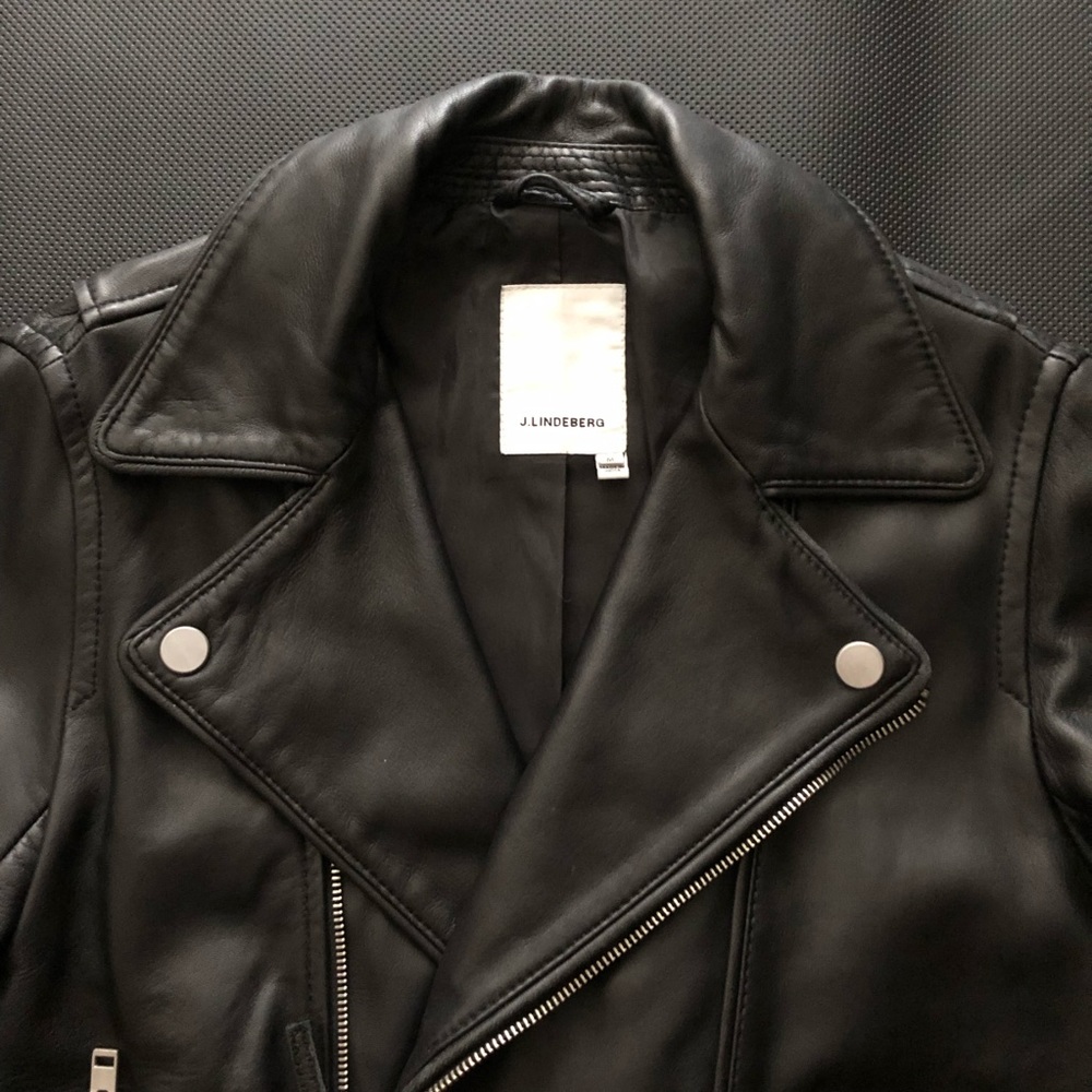 J. Lindeberg Black Leather Moto Jacket